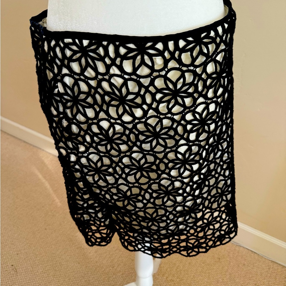 Anthropologie black/cream eyelet skirt